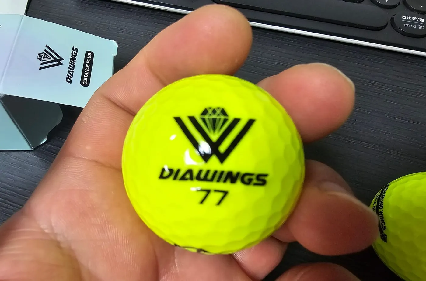 DIAWINGS 로고와 숫자 77이 찍힌 공