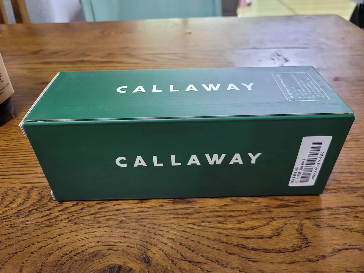 캘러웨이 아이스백 초록 상자. CALLAWAY 로고와 작은 한글 라벨