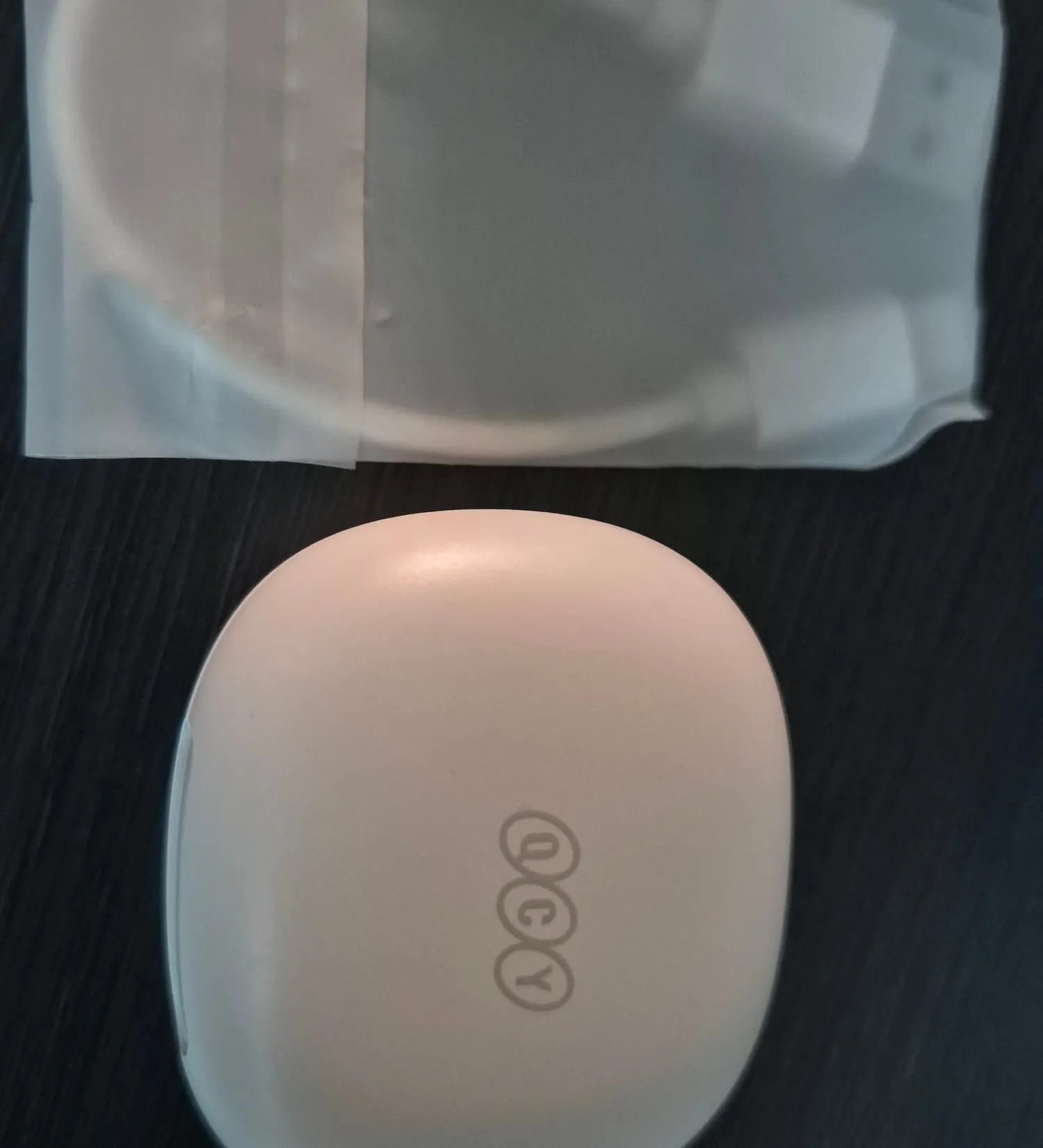 비닐에 든 충전 케이스와 USB 케이블